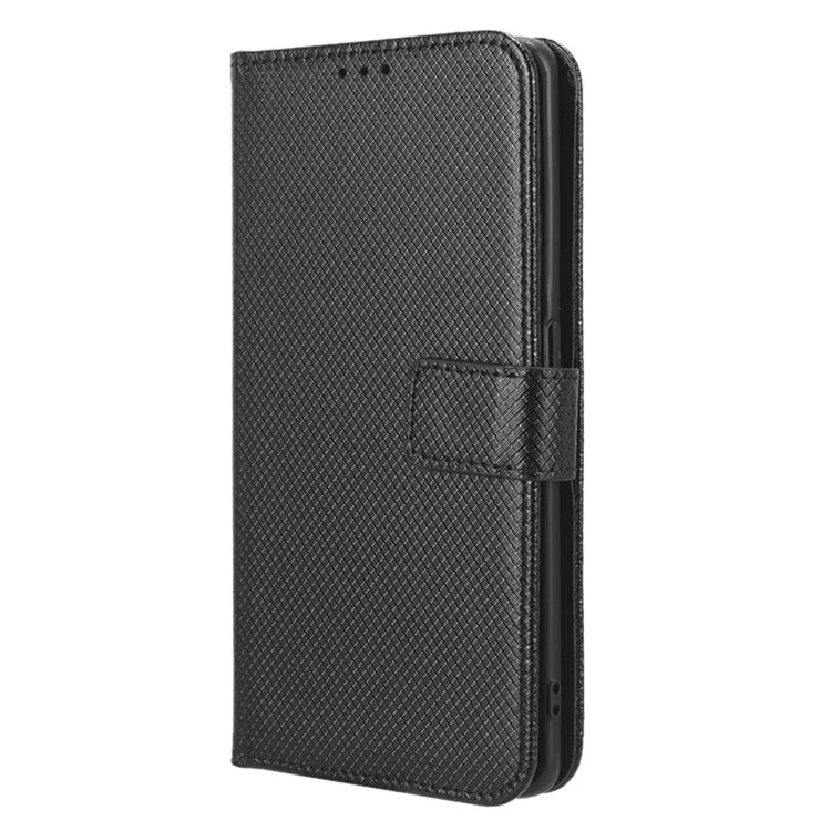 Para Oppo A1 Pro 5G Diamond Textura PU Caelo Capelo de Capelo Anti-raco Stand Dolho Stand Stand Staplet Smartphone Tampa de Smartphone - Preto