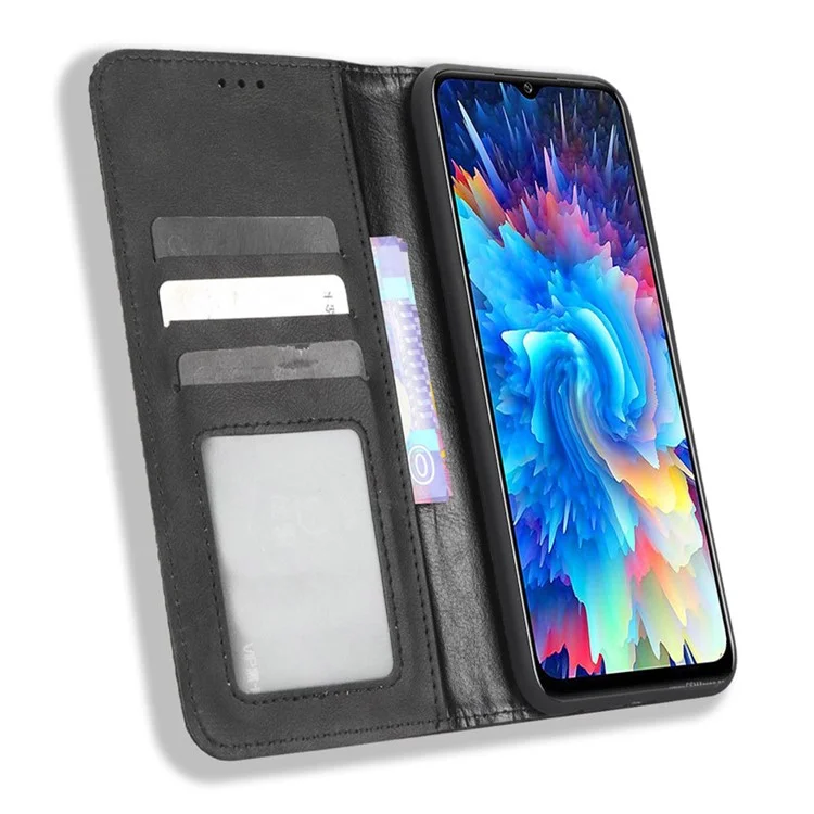 Для Infinix Hot 20 5G X666 / X666b Shockpereper Flip Wallet Cash Case Retro Текстура Отпечаток - Черный