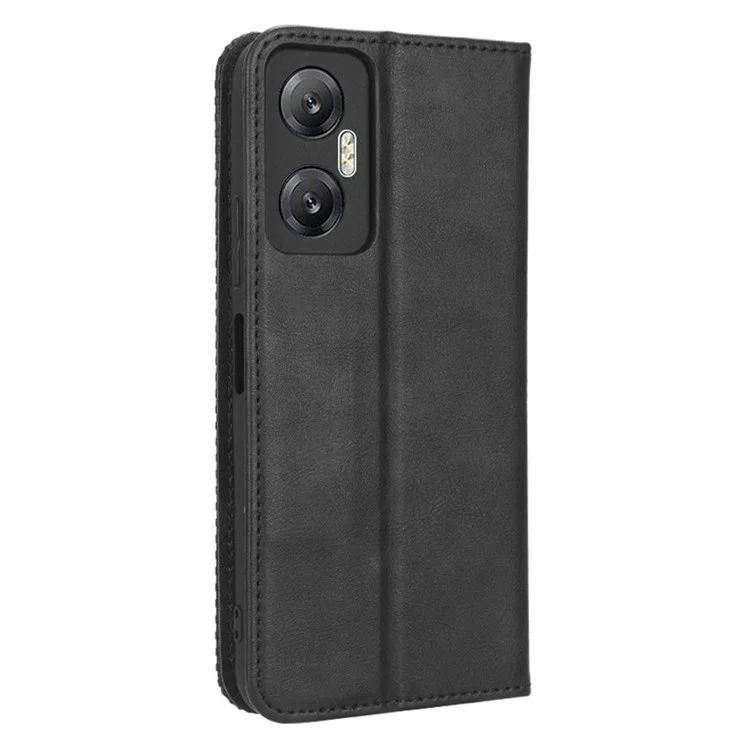 Для Infinix Hot 20 5G X666 / X666b Shockpereper Flip Wallet Cash Case Retro Текстура Отпечаток - Черный