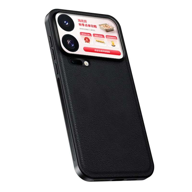 For Xiaomi 18 Pro Max Case PU + TPU + PC Phone Back Cover with Metal Lens Frame - Black