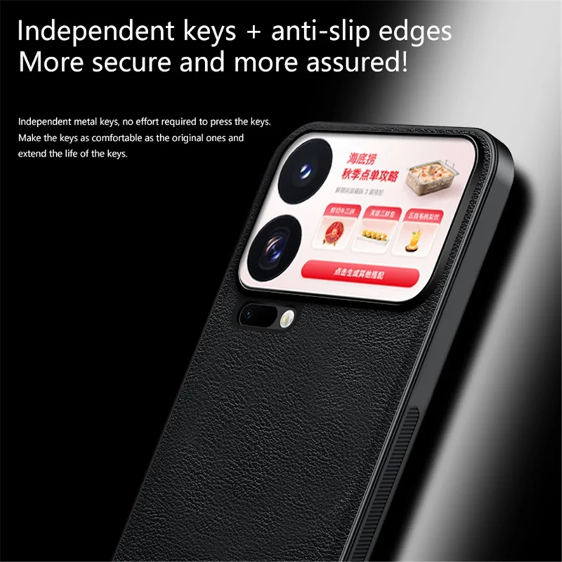For Xiaomi 18 Pro Max Case PU + TPU + PC Phone Back Cover with Metal Lens Frame - Black