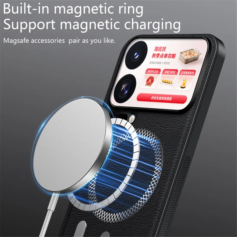 For Xiaomi 18 Pro Max Case PU TPU PC Phone Back Cover with Metal Lens Frame - Black
