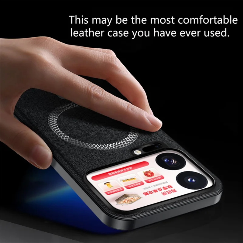 For Xiaomi 18 Pro Max Case PU TPU PC Phone Back Cover with Metal Lens Frame - Black