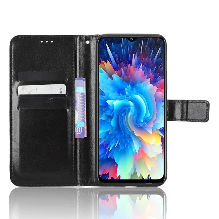 Para Infinix Hot 20 5g / X666 / X666B Crazy Horse Texture PU Flip Flip Stand Case de Teléfono a Prueba de Choque Cubierta Con Correa - Negro