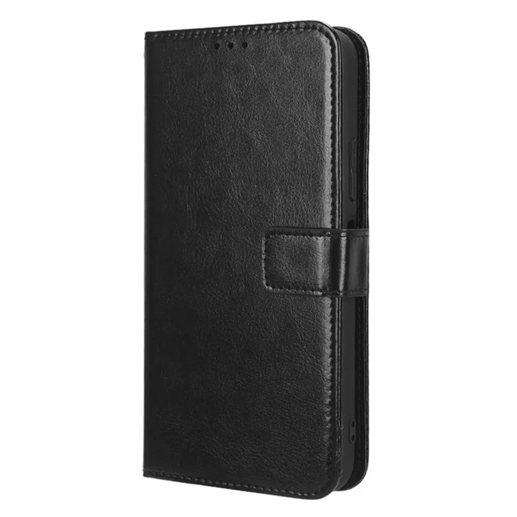 Para Infinix Hot 20 5g / X666 / X666B Crazy Horse Texture PU Flip Flip Stand Case de Teléfono a Prueba de Choque Cubierta Con Correa - Negro