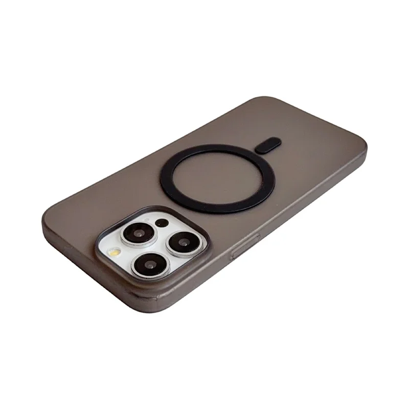 For iPhone 15 Pro Max Magnetic Case Matte Ultra-Thin PP Shockproof Phone Cover - Transparent Black
