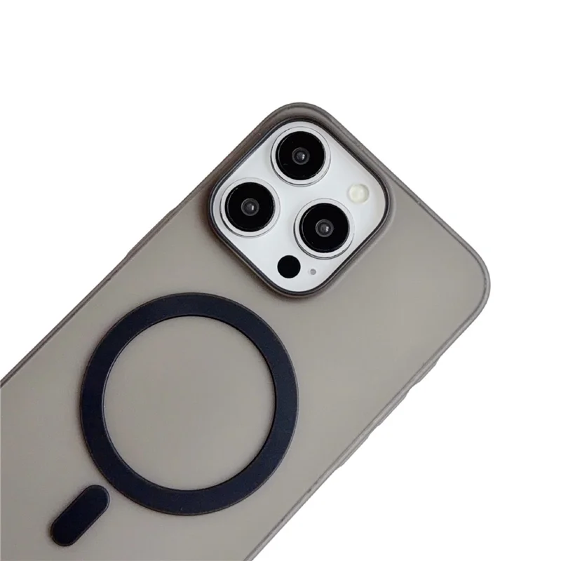 For iPhone 15 Pro Max Magnetic Case Matte Ultra-Thin PP Shockproof Phone Cover - Transparent Black