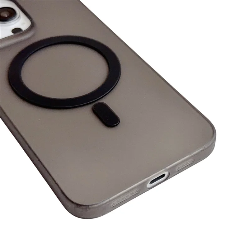 For iPhone 15 Pro Max Magnetic Case Matte Ultra-Thin PP Shockproof Phone Cover - Transparent Black