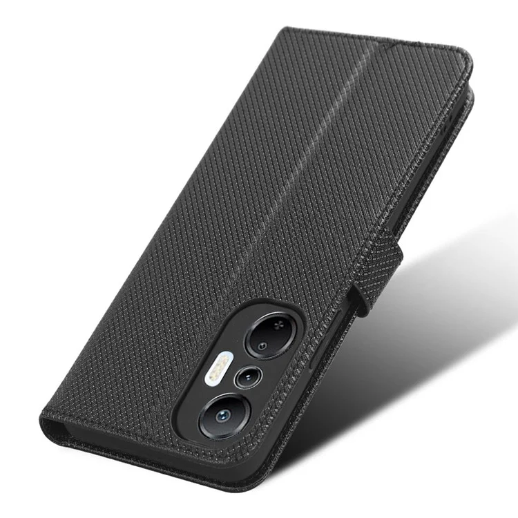 Para Infinix Hot 20s 4g / X6827 Magnetic Clap PU Leather Anti-fall Case de Teléfonos Inteligentes Funda de Textura de Diamantes de Soporte Plegable - Negro