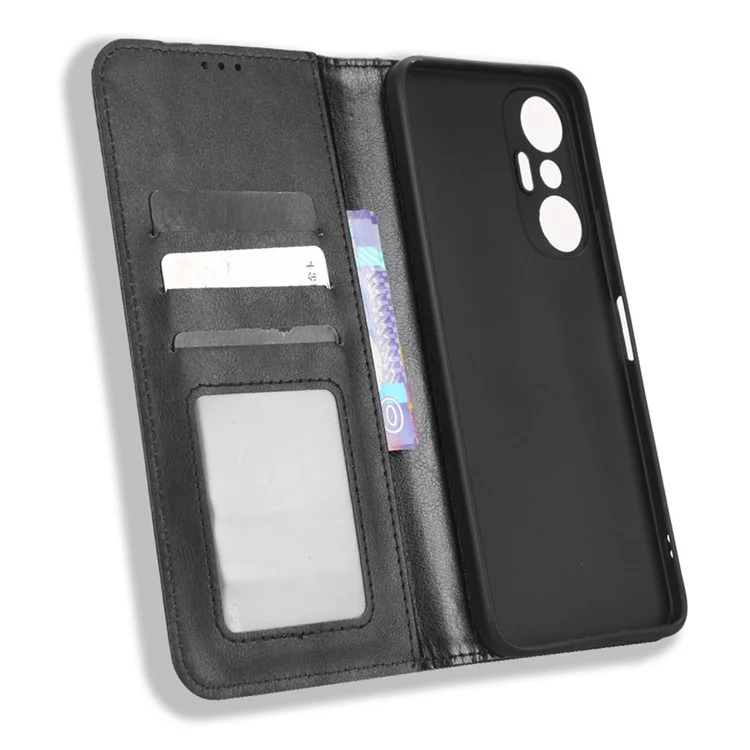 Para Infinix Hot 20s 4g / X6827 Magnetic Autom Telephone Case de la Caja Del Teléfono Retro Patrón Impreso PU Cuero Flip Flip Flip Cover Del Teléfono - Negro