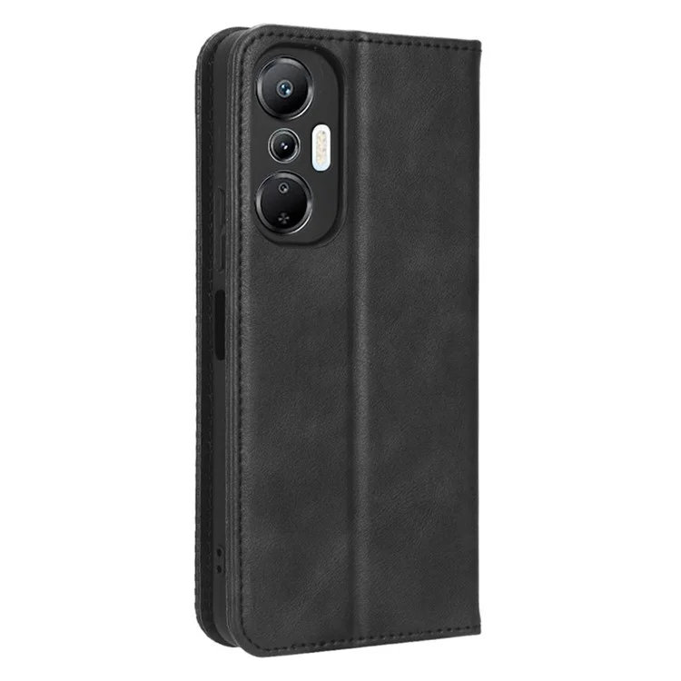 Para Infinix Hot 20s 4g / X6827 Magnetic Autom Telephone Case de la Caja Del Teléfono Retro Patrón Impreso PU Cuero Flip Flip Flip Cover Del Teléfono - Negro