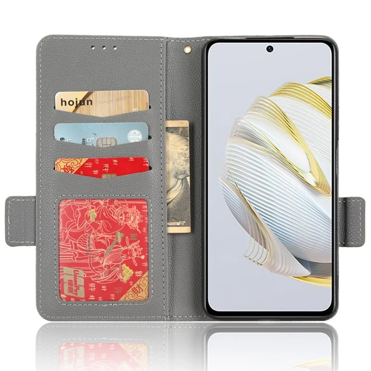Für Huawei Nova 10 SE 4G Dual Magnetic Clasp PU Leder Hülle Litchi Textur Schockdelie Telefon Brieftasche Abdeckung - Grau
