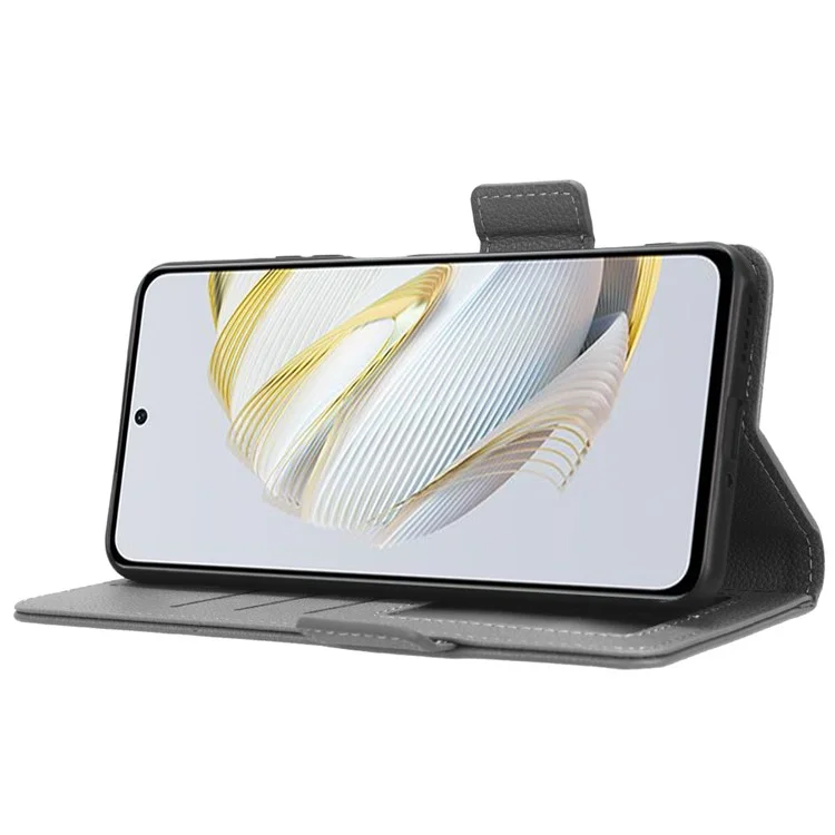 Für Huawei Nova 10 SE 4G Dual Magnetic Clasp PU Leder Hülle Litchi Textur Schockdelie Telefon Brieftasche Abdeckung - Grau