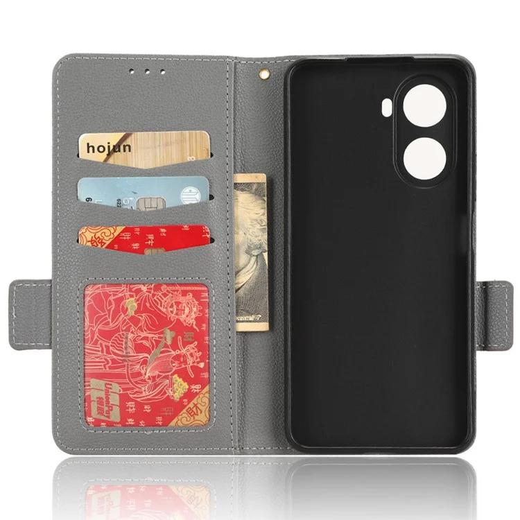 Für Huawei Nova 10 SE 4G Dual Magnetic Clasp PU Leder Hülle Litchi Textur Schockdelie Telefon Brieftasche Abdeckung - Grau