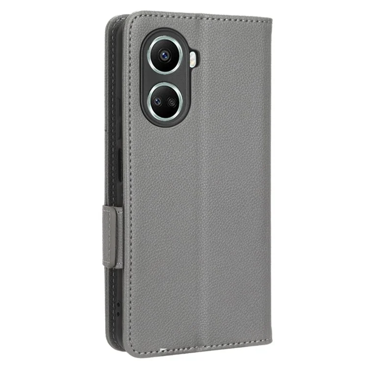 Für Huawei Nova 10 SE 4G Dual Magnetic Clasp PU Leder Hülle Litchi Textur Schockdelie Telefon Brieftasche Abdeckung - Grau
