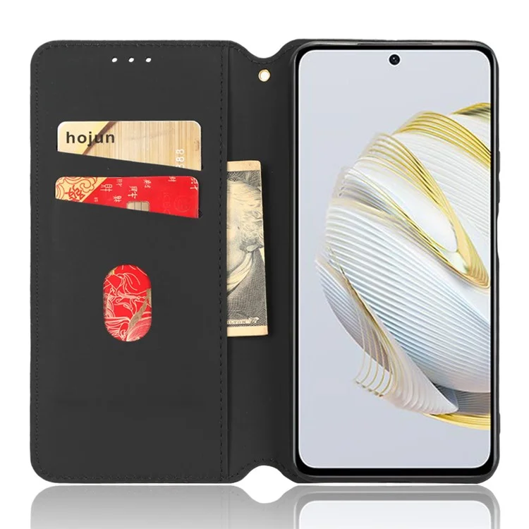 Für Huawei Nova 10 SE 4G Rhombus Muster Geprägtes PU Leder-telefon-stand Wallet Wallet Deckung Magnetische Automatische Absorbemittel Telefonhülle - Schwarz