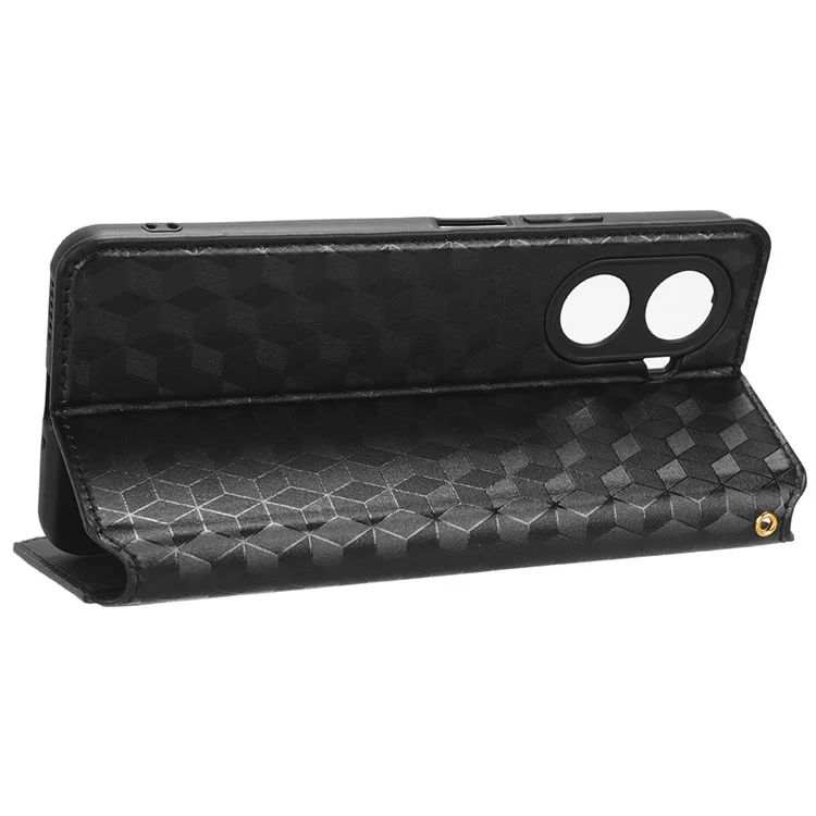 Für Huawei Nova 10 SE 4G Rhombus Muster Geprägtes PU Leder-telefon-stand Wallet Wallet Deckung Magnetische Automatische Absorbemittel Telefonhülle - Schwarz