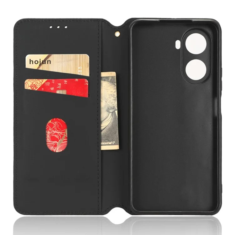 Für Huawei Nova 10 SE 4G Rhombus Muster Geprägtes PU Leder-telefon-stand Wallet Wallet Deckung Magnetische Automatische Absorbemittel Telefonhülle - Schwarz