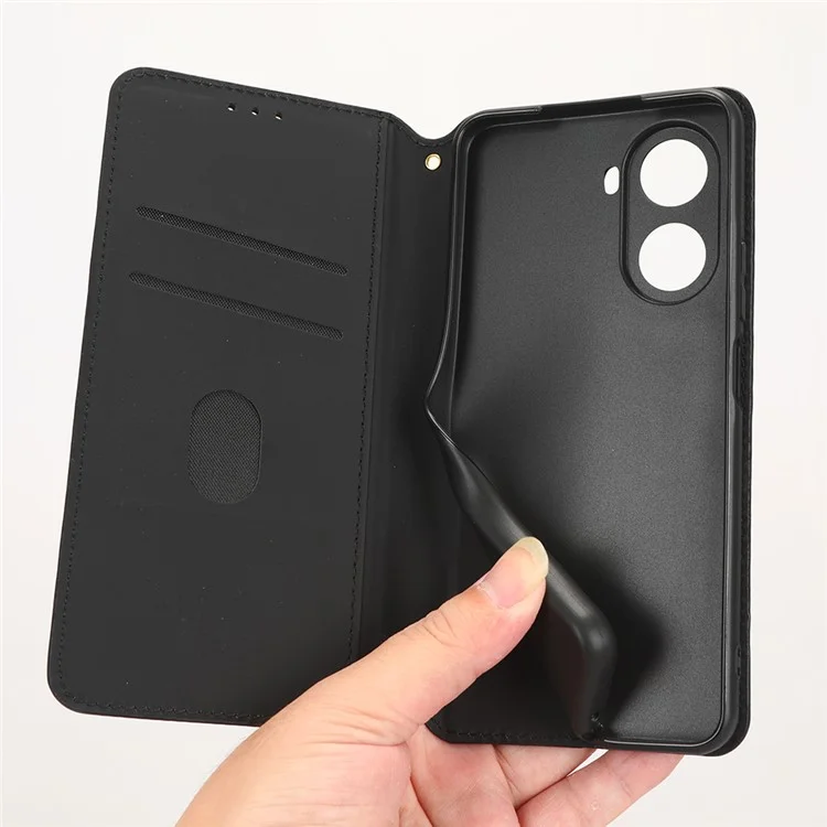 Für Huawei Nova 10 SE 4G Rhombus Muster Geprägtes PU Leder-telefon-stand Wallet Wallet Deckung Magnetische Automatische Absorbemittel Telefonhülle - Schwarz