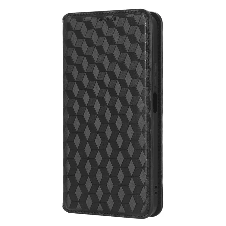 Für Huawei Nova 10 SE 4G Rhombus Muster Geprägtes PU Leder-telefon-stand Wallet Wallet Deckung Magnetische Automatische Absorbemittel Telefonhülle - Schwarz