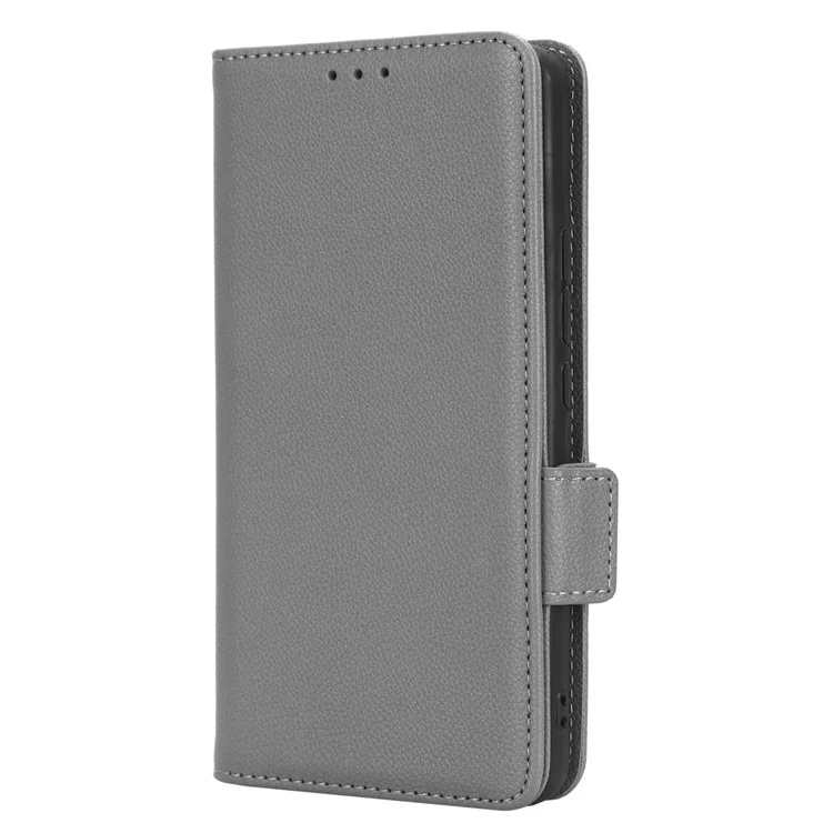 Für TCL 20 xe Litchi Textur PU Leder Telefonhülle Dual Magnetic Clasp Wallet Stand Anti-drop-abdeckung - Grau
