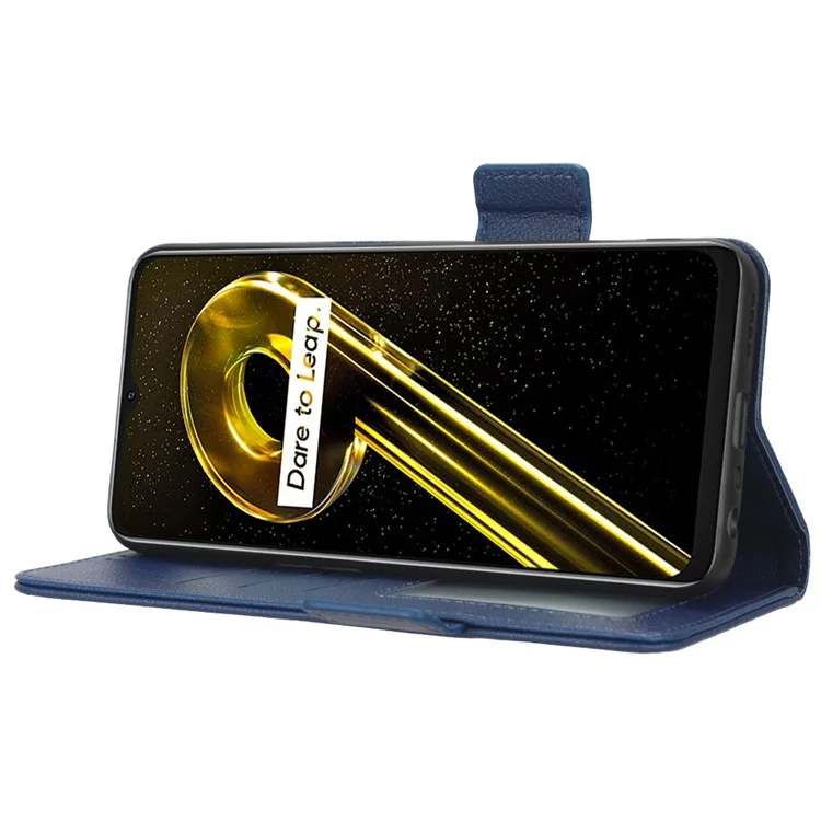 Per Realme 10 5G / 9i 5g Litchi Texture PU Portafoglio in Pelle Custodia Doppia Chiusura Magnetica Copertina Telefonica Anti-scratch - Blu Scuro