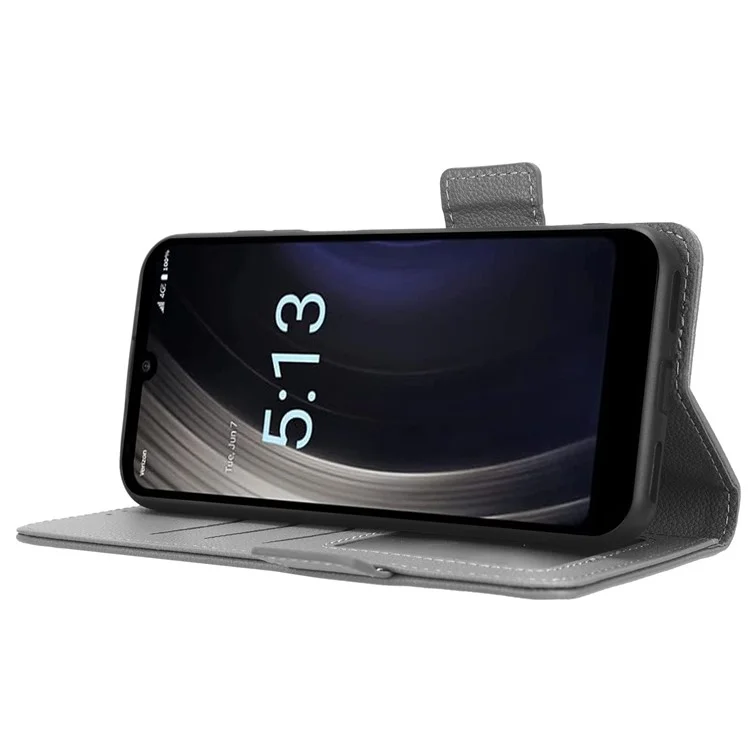 For Orbic Joy 4G RC608L PU Leather Dual Magnetic Clasp Phone Case Litchi Texture Stand Wallet Folio Flip Cover - Grey