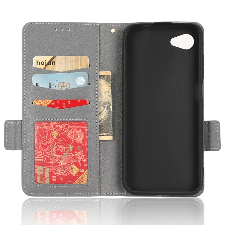 For Orbic Joy 4G RC608L PU Leather Dual Magnetic Clasp Phone Case Litchi Texture Stand Wallet Folio Flip Cover - Grey