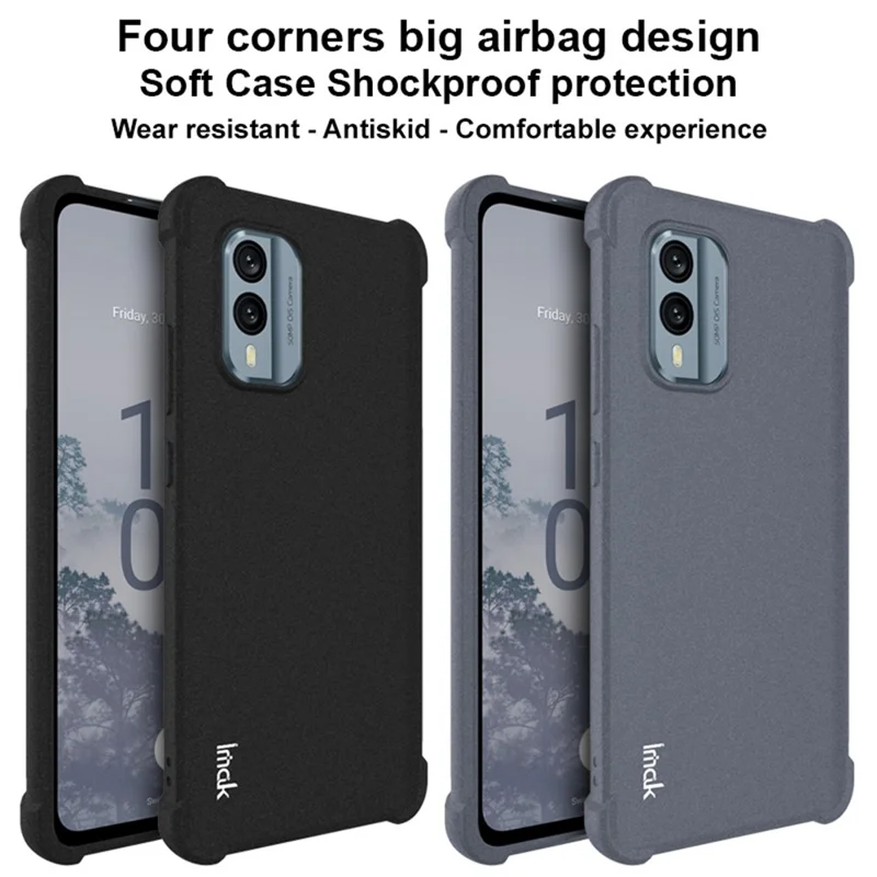 IMAK For Nokia X30 5G Matte Surface Phone Cover Soft TPU Four Corners Airbag Shockproof Mobile Phone Case - Black