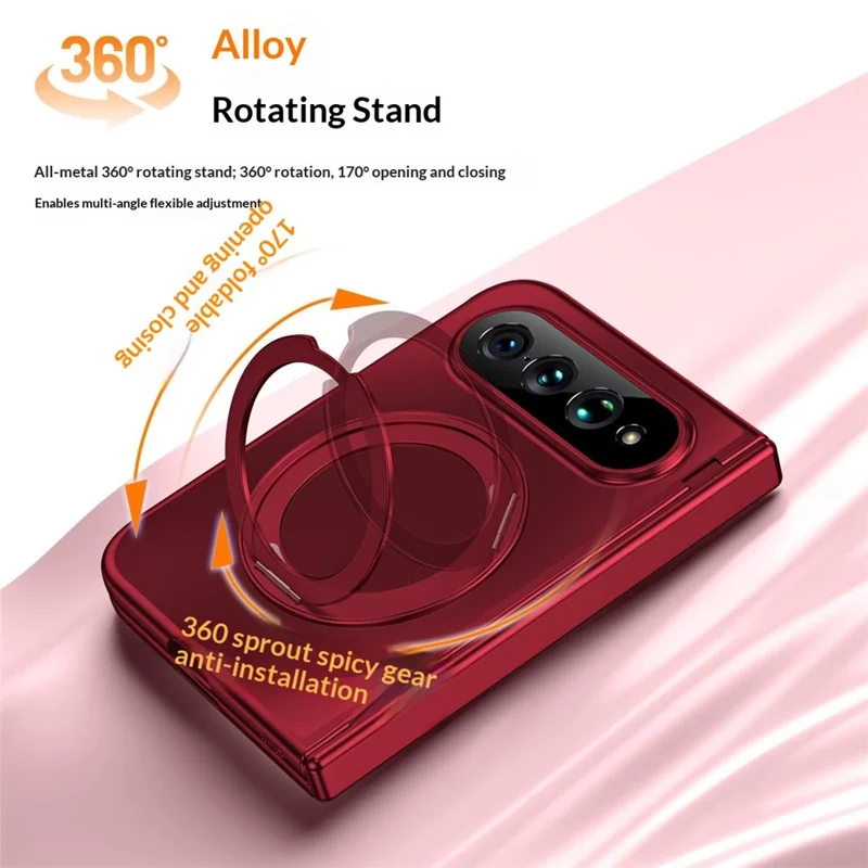 Funda para Xiaomi 18 Fold con soporte giratorio, protección contra caídas, carcasa de policarbonato con protector de pantalla de vidrio templado - Rojo