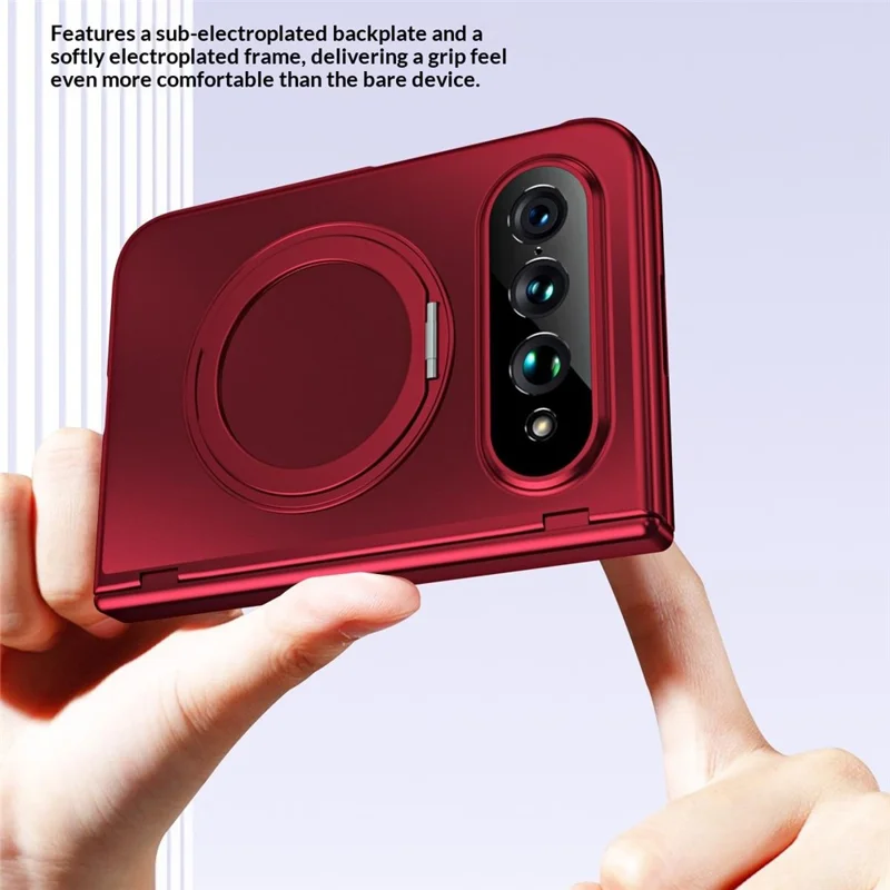 Funda para Xiaomi 18 Fold con soporte giratorio, protección contra caídas, carcasa de policarbonato con protector de pantalla de vidrio templado - Rojo