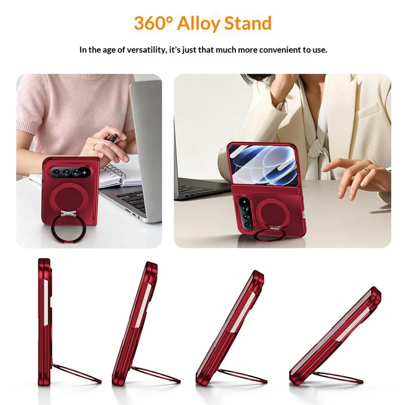 Funda para Xiaomi 18 Fold con soporte giratorio, protección contra caídas, carcasa de policarbonato con protector de pantalla de vidrio templado - Rojo