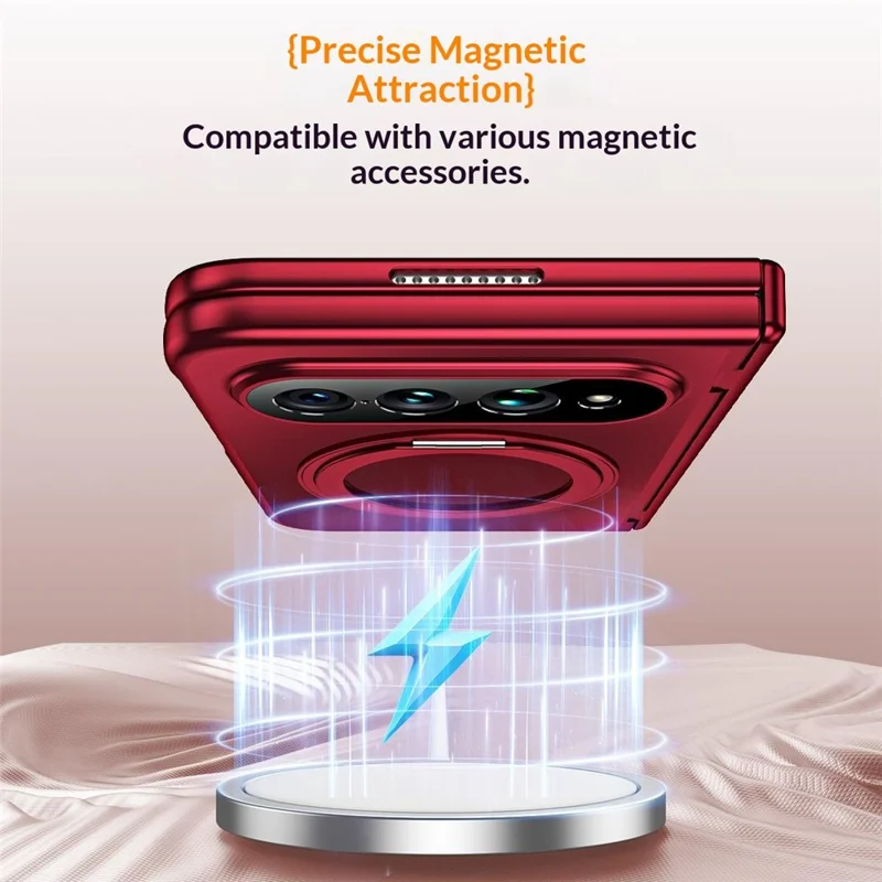 Funda para Xiaomi 18 Fold con soporte giratorio, protección contra caídas, carcasa de policarbonato con protector de pantalla de vidrio templado - Rojo