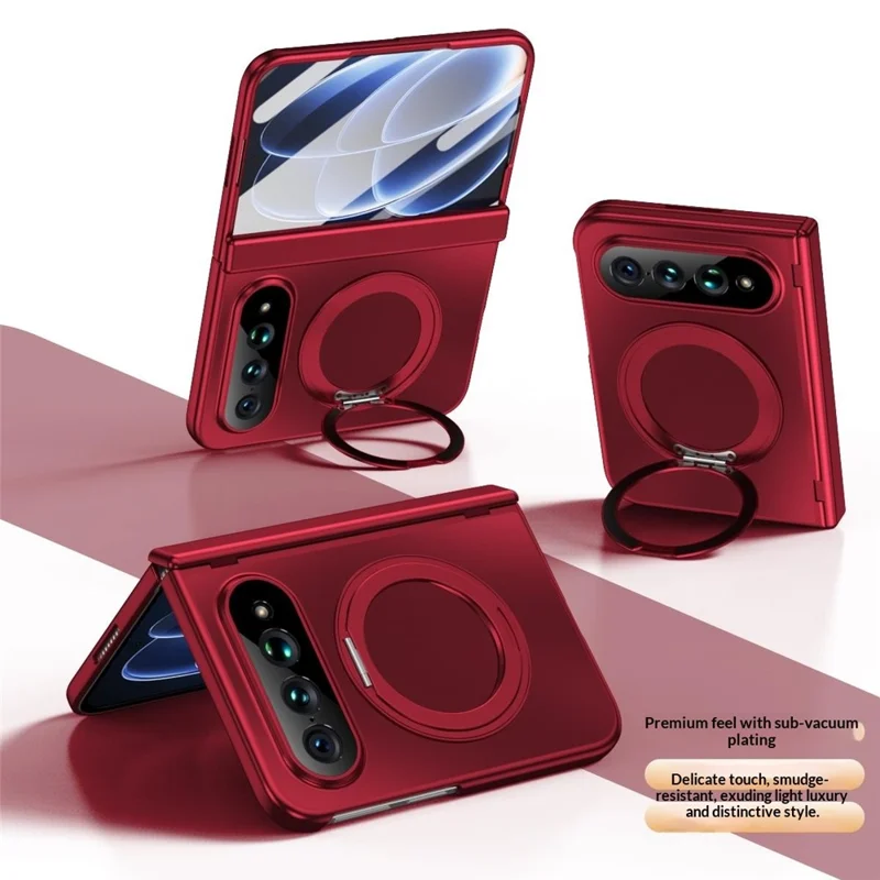 Funda para Xiaomi 18 Fold con soporte giratorio, protección contra caídas, carcasa de policarbonato con protector de pantalla de vidrio templado - Rojo