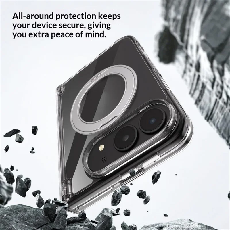 Futerał iPhone Duo z magnetycznym podstawką obrotową i pełną ochroną, przezroczysta obudowa PC - Przezroczysty