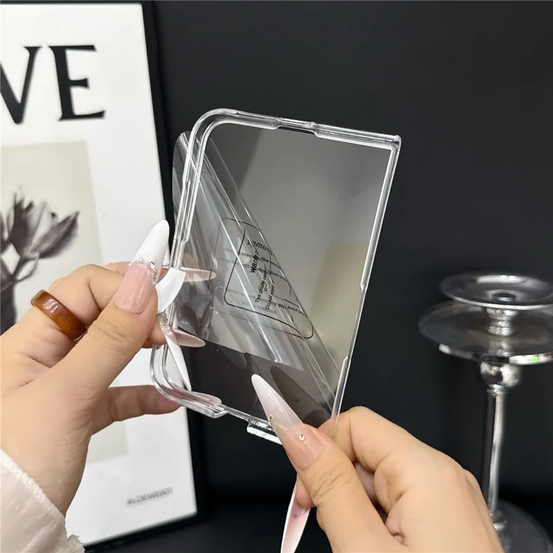 For iPhone Duo Magnetic Case with Screen Film UV Glossy PC Foldable Phone Cover - Transparent