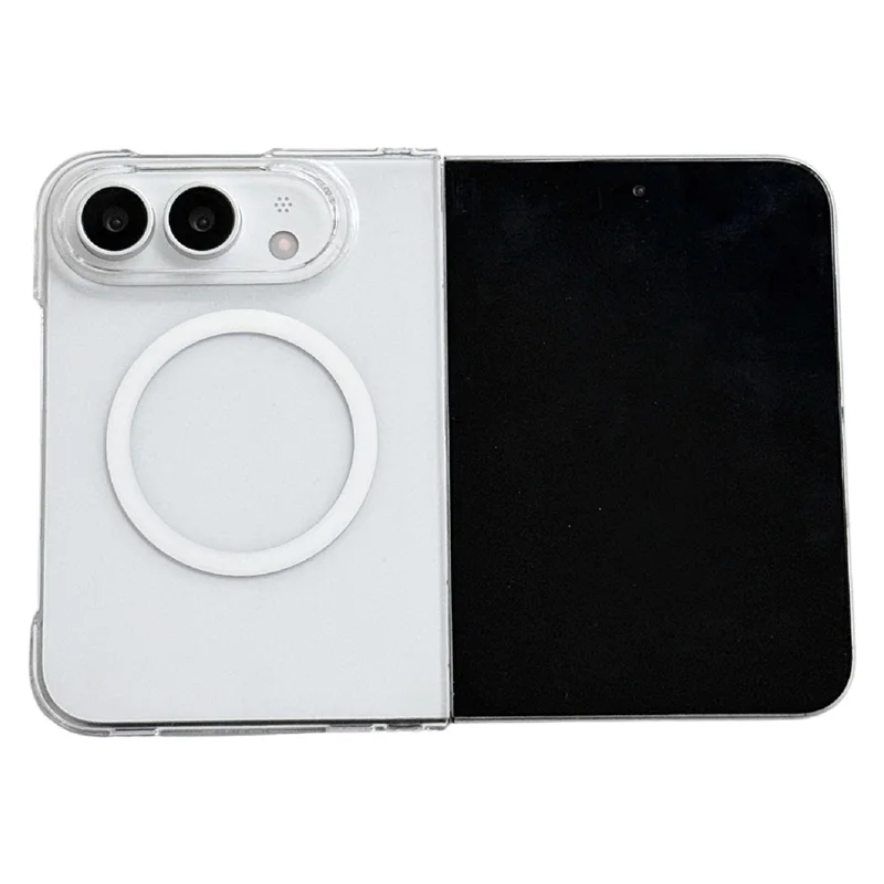 For iPhone Duo Magnetic Case with Screen Film UV Glossy PC Foldable Phone Cover - Transparent