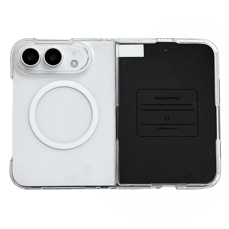 For iPhone Duo Magnetic Case with Screen Film UV Glossy PC Foldable Phone Cover - Transparent
