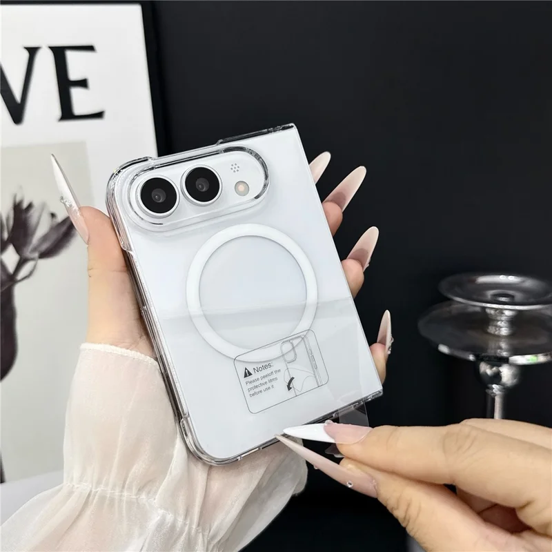 For iPhone Duo Magnetic Case with Screen Film UV Glossy PC Foldable Phone Cover - Transparent