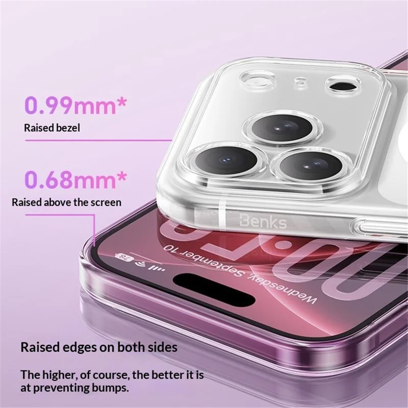 BENKS for iPhone 18 Pro Max / 17 Pro Max Magnetic Case Ultra Thin Clear PC Phone Cover - Transparent