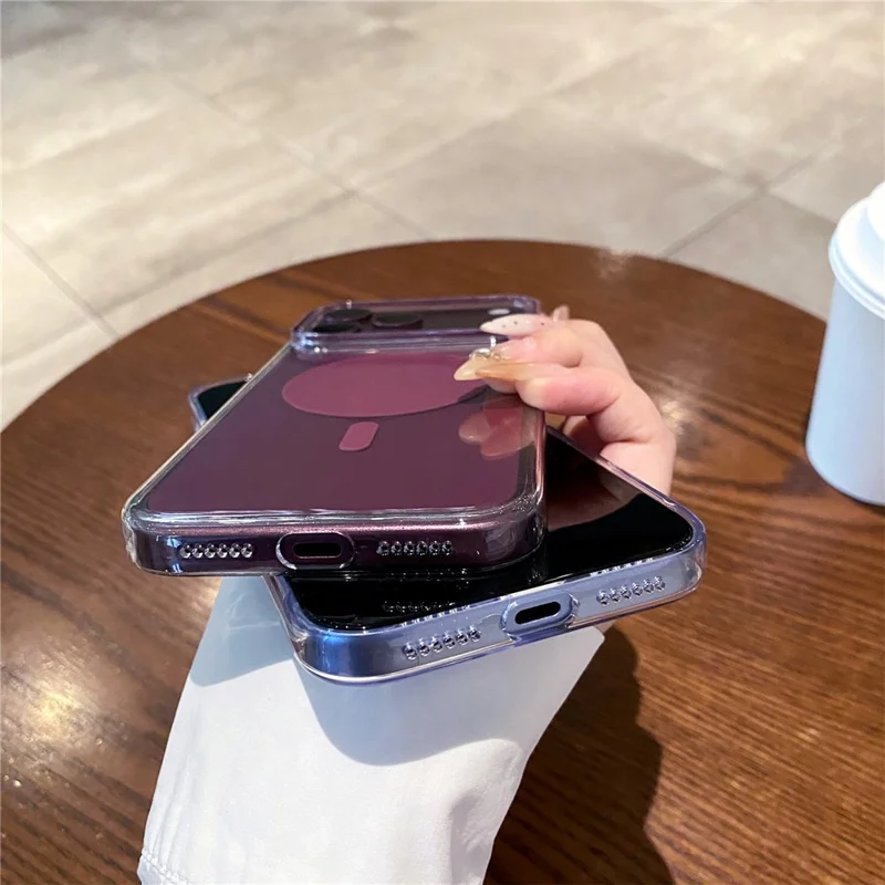 For iPhone 18 Pro Max / 17 Pro Max Magnetisk Case Gennemsigtig Beskyttende Telefonbeslag med Metal Knapper - Blå