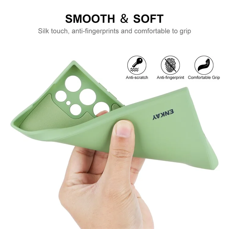 Enkay Hat Prince Para Samsung Galaxy S23 Case de Teléfono de Silicona Líquido Ultra a Prueba - Verde Claro