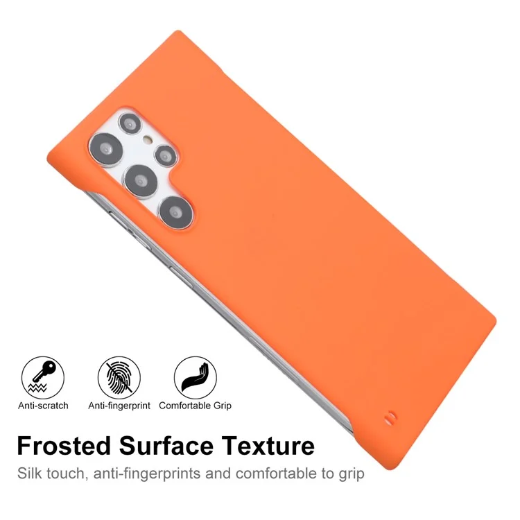 ENKAY HAT PRINCE for Samsung Galaxy S23 Ultra Cell Phone Case Rubberized Matte Anti-scratch Hard PC Back Cover - Orange