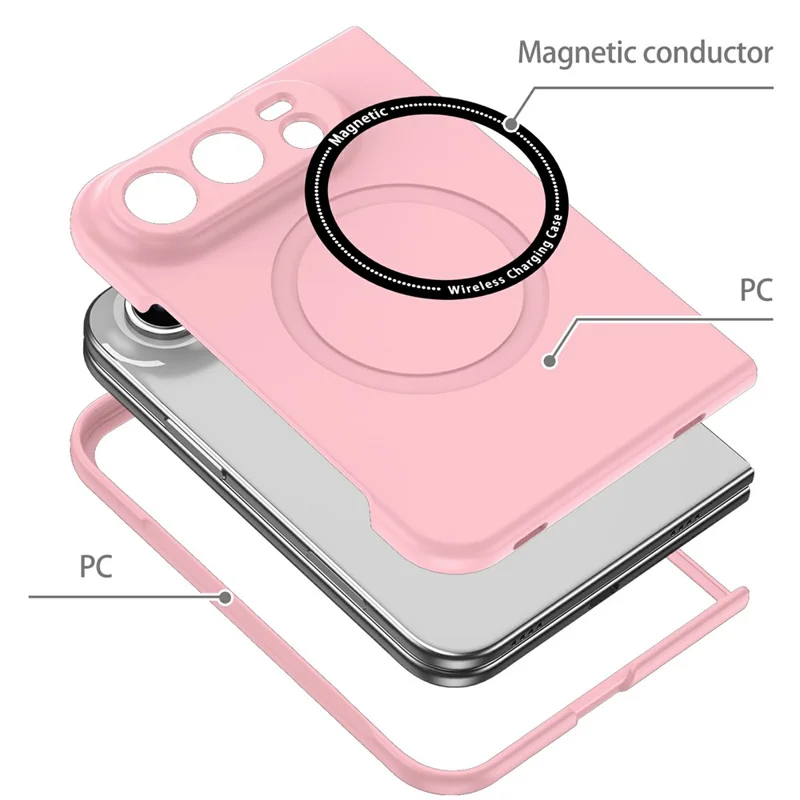 For iPhone Duo Magnetic Case Folding Phone PC Cover - Pink