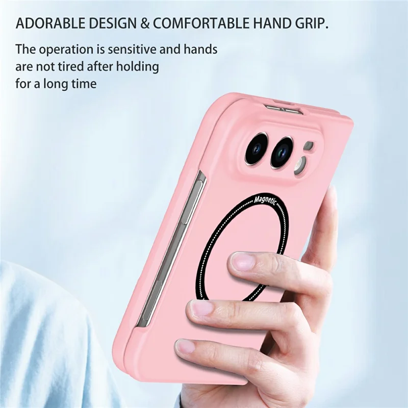 For iPhone Duo Magnetic Case Folding Phone PC Cover - Pink