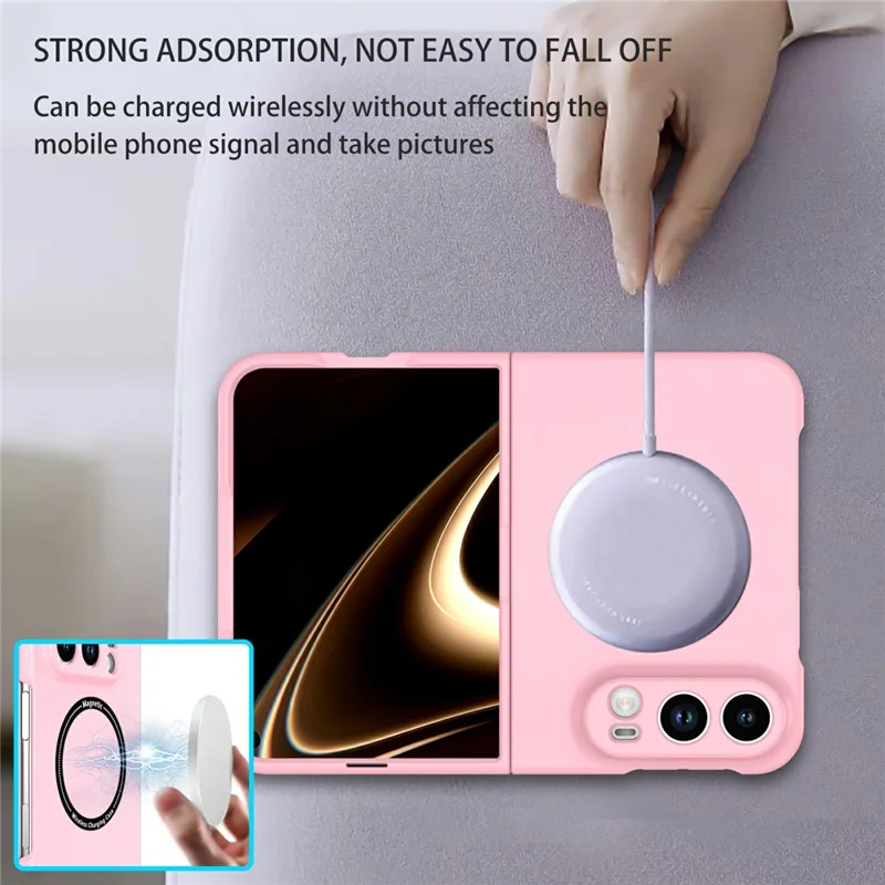 For iPhone Duo Magnetic Case Folding Phone PC Cover - Pink