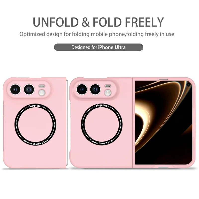 For iPhone Duo Magnetic Case Folding Phone PC Cover - Pink