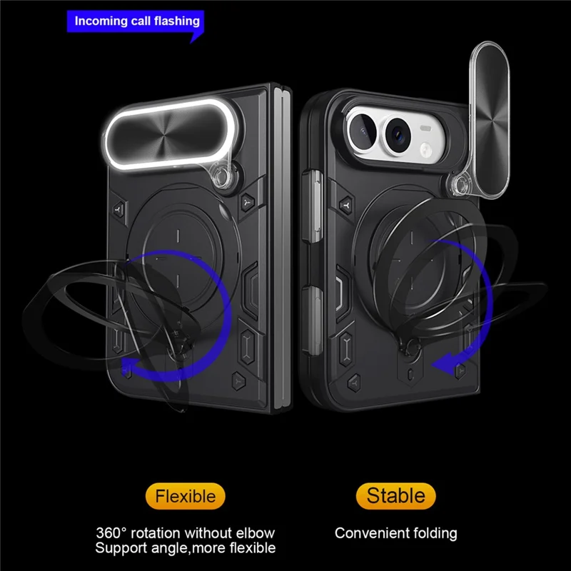 Custodia Duo per iPhone TPU + PC con Supporto, Finestra Scorrevole per Obiettivo - Nero