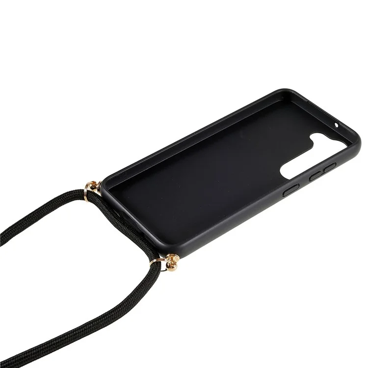 Para Samsung Galaxy S23 Trigo Paja Biodegradable Funda de Teléfono Caso Suave TPU Protección Contra Caídas Cubierta con Ajustable Cordón - Negro