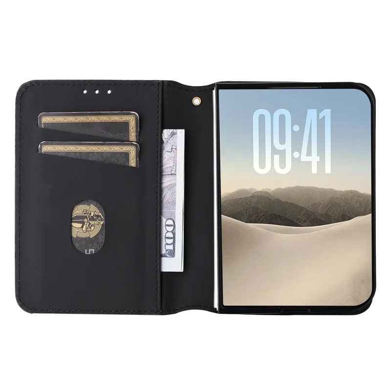 Etui na iPhone Duo Case z nadrukiem rombu z syntetycznej skóry PU - Czarny